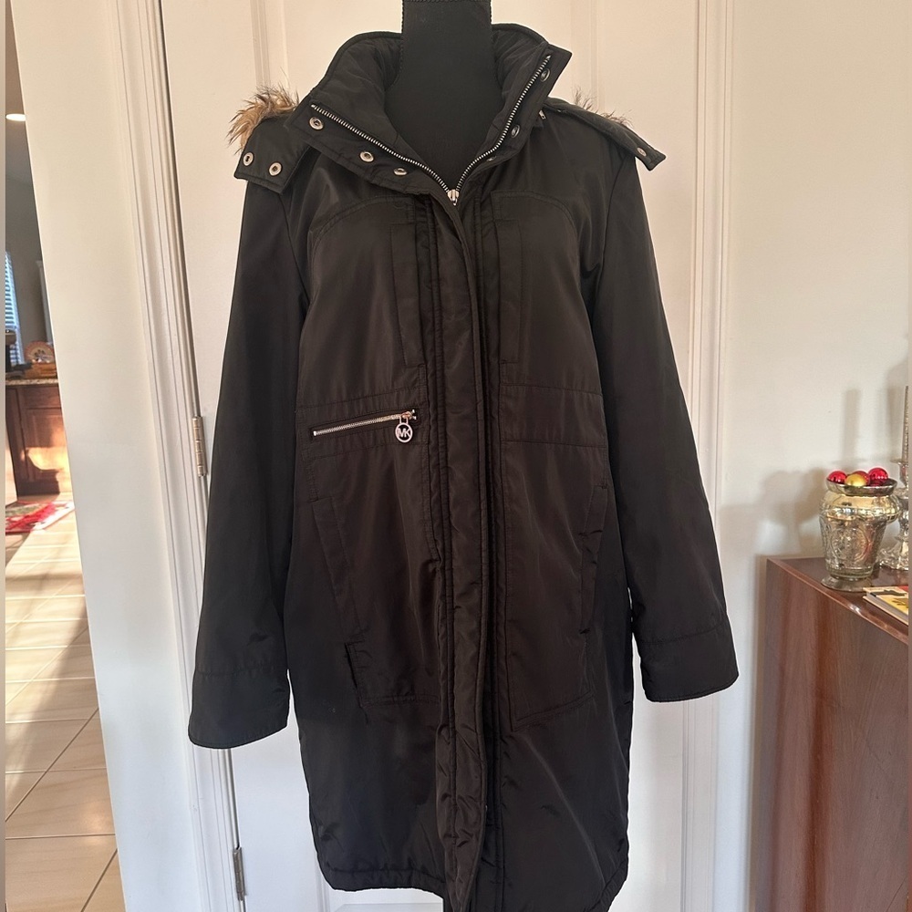 MICHAEL MICHAEL KORS Women’s Black Full Zipper Hooded Coat - L - Picture 2 of 10